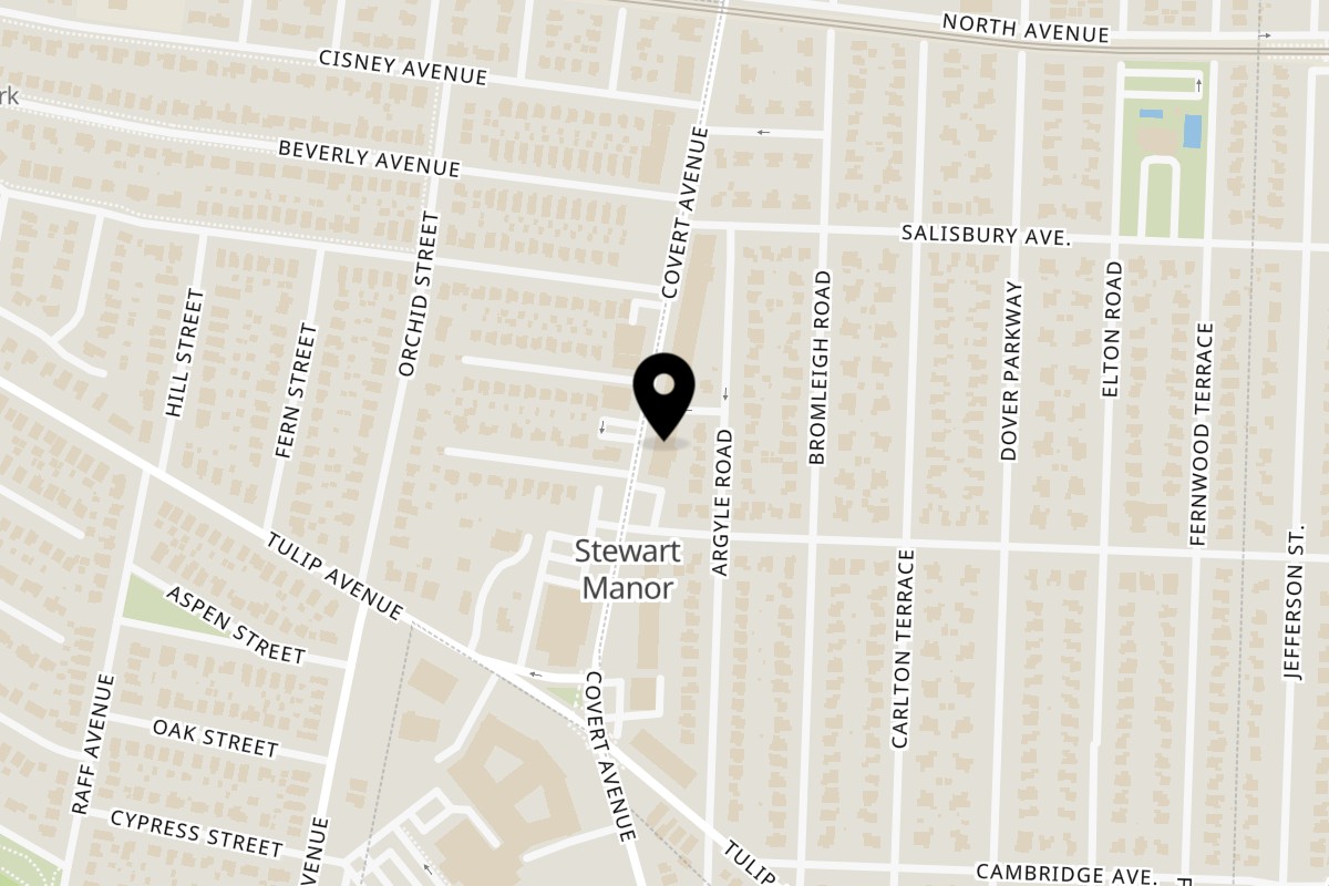 Map showing the location of PYO Chai Stewart Manor on 100 Covert Ave in Stewart Manor